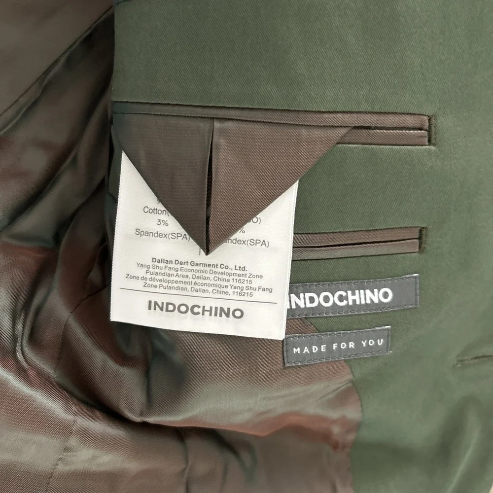 INDOCHINO Green 2 Pc Suit SoHo Jacket Blazer and Newbury Cuffed Pants XS